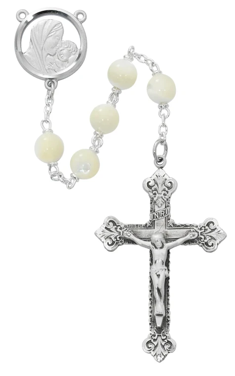 Mother of Pearl Madonna and Child Rosary