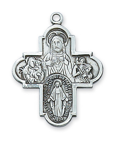 Sterling Silver 4-Way Medal on 24" Chain L566-24