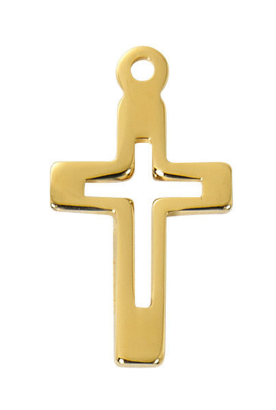 Gold over Sterling Silver Cut-Out Cross on 16-18" Chain J9279