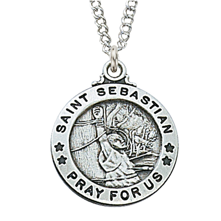 St. Sebastian Sterling Silver Medal on 20" Chain L600SB