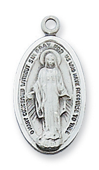 Sterling Silver Miraculous Medal on 16-18" Chain L66MI