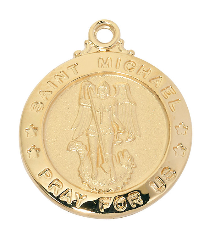 St. Michael Gold over Sterling Silver Medal on 20" Chain J600MK