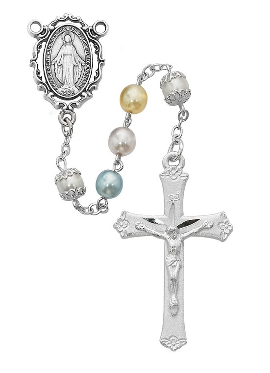 7mm Multi-Colored Pearl Miraculous Rosary R464RF