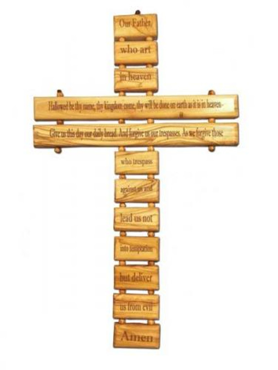 13" Olive Wood The Our Father Wall Cross