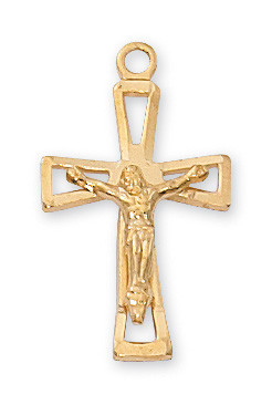 Gold over Sterling Silver Crucifix on 16-18" Chain J7005