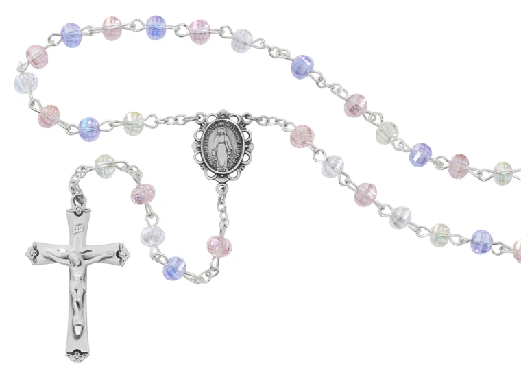6mm Multi-Color Tin-Cut Crystal Rosary R998RF