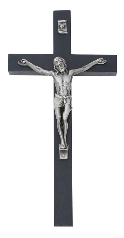 10" Blue Painted Wood Wall Crucifix 81-79B