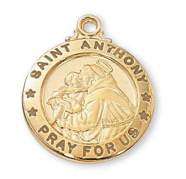 St. Anthony Gold over Sterling Silver Medal on 20" Chain J600AN