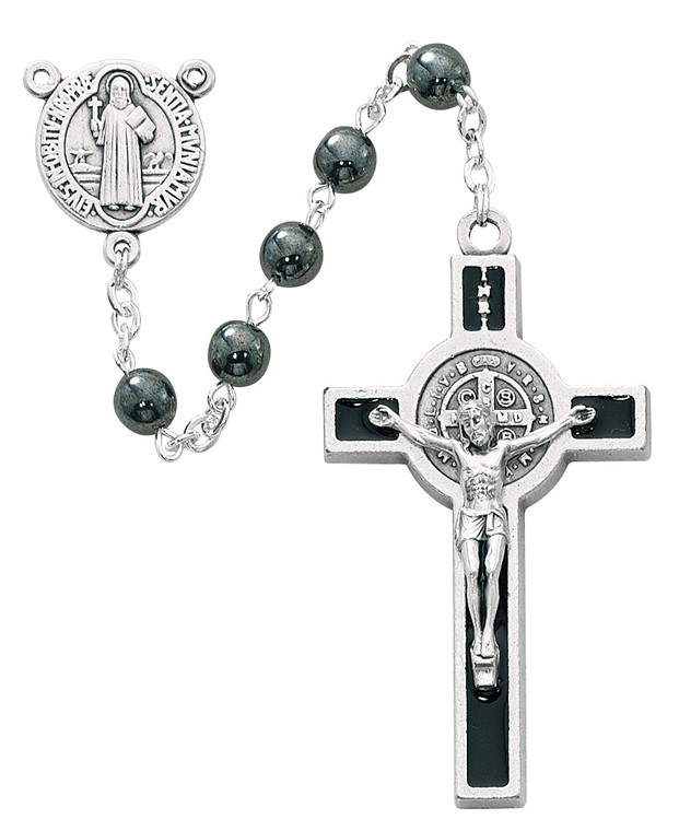 6mm Hematite St. Benedict Rosary 440R