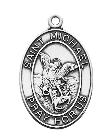 St. Michael Sterling Silver Medal on 24" Chain L684MK