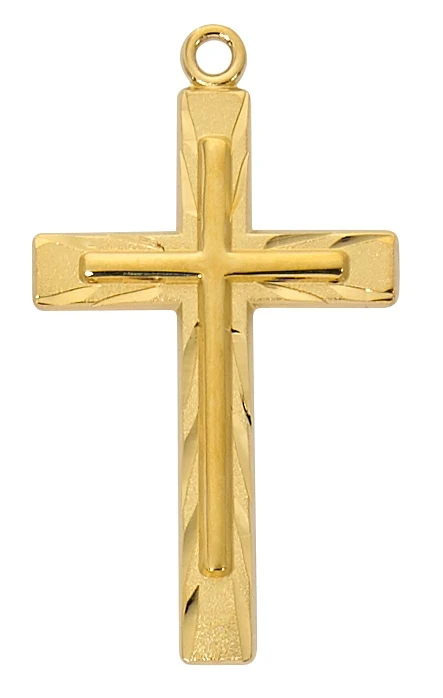 Gold over Sterling Silver Cross on 24" Chain J9221