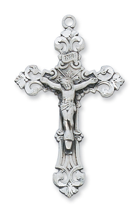 Sterling Silver Crucifix on 24" Stainless Steel Chain L5017