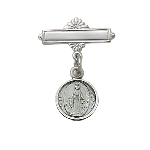 Miraculous Medal Sterling Silver Baby Pin 422LMI