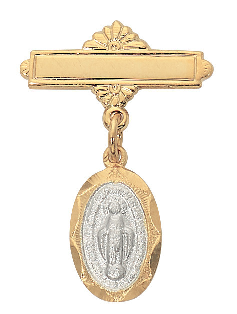 Gold Two-Tone Miraculous Medal Baby Pin 442JT