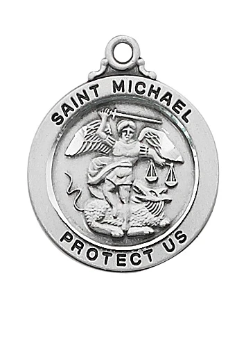 St. Michael Sterling Silver Medal on 20" Chain L636