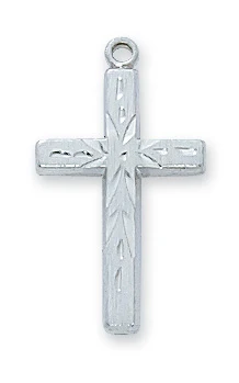 Sterling Silver Engraved Cross on 18" Chain L7002