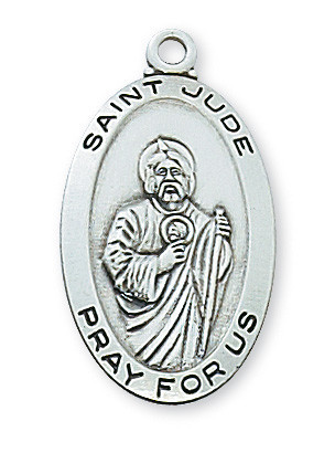 Sterling Silver St. Jude Medal on 18" Chain L500JU