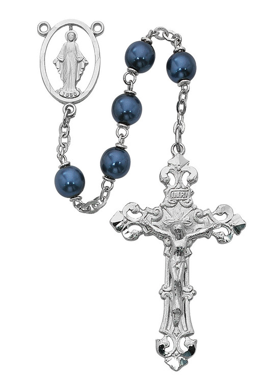 7mm Blue Bead Rosary R388RF