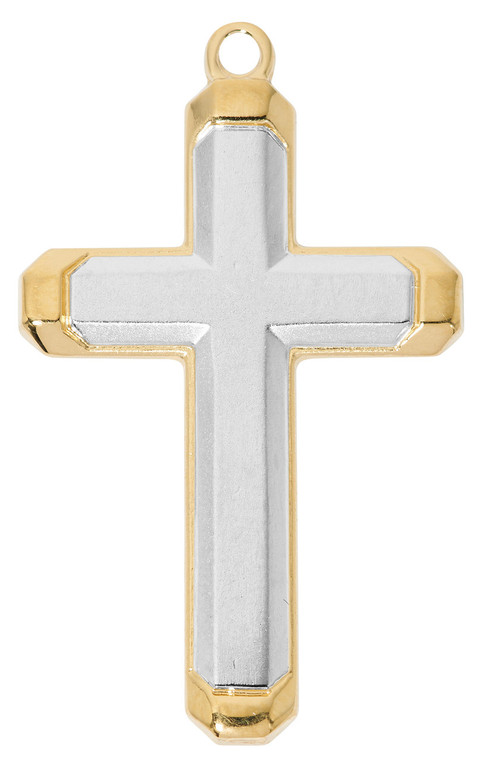 Gold over Sterling Silver Two-Tone Cross on 24" Chain J9314