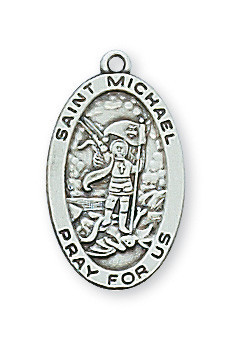 Sterling Silver St. Michael Medal on 18" Chain L464MK