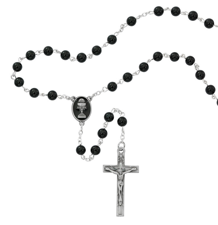 6mm Black Onyx First Communion Rosary R676B
