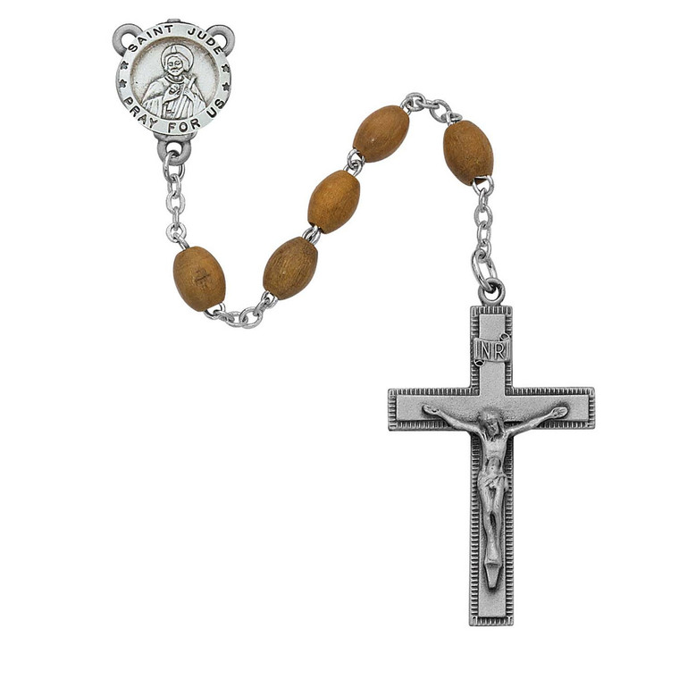 4x6mm Olive Wood St. Jude Rosary R878F