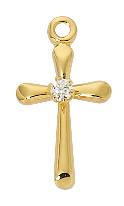 Gold over Sterling Silver Baby Cross on 13" Chain J9247BT