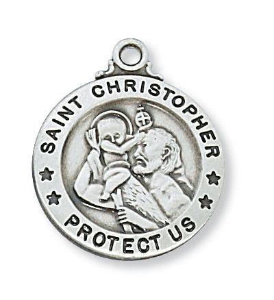 Sterling Silver St. Christopher Medal on 20" Chain L600CH