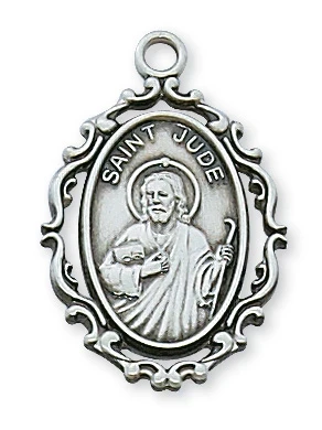 Sterling Silver St. Jude Medal on 18" Chain L621JU