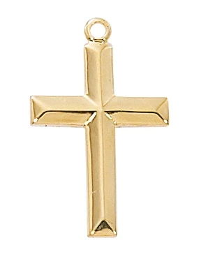 Gold over Sterling Silver Cross on 18" Chain J7022