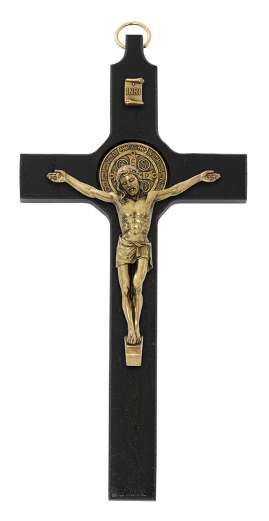 8" Black Wood St. Benedict Wall Crucifix 80-217