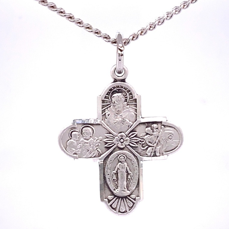 Sterling Silver Four-Way Medal on 24" Chain L2210-424