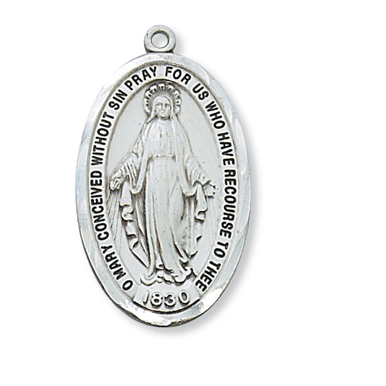 Sterling Silver Miraculous Medal on 27" Chain LMG1-27