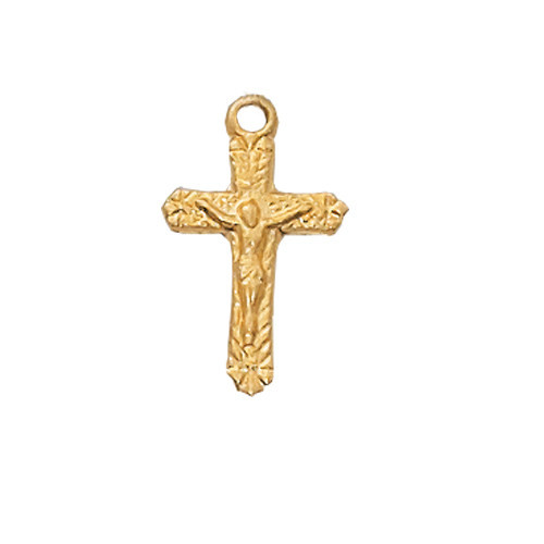Sterling Silver over Gold Baby Crucifix on 13" Chain J66BT