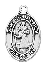 Sterling Silver Baby St. Christopher Medal on 13" Chain L739BT