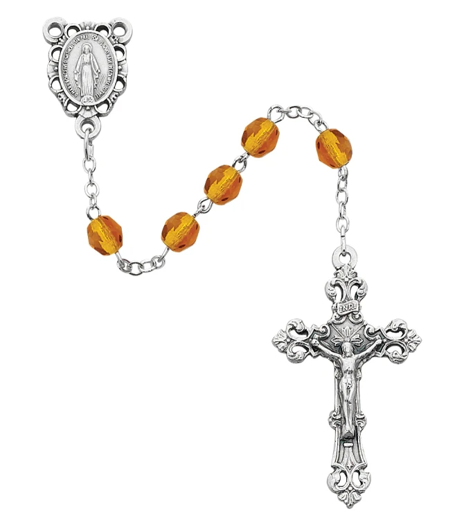 6mm Topaz-Colored November Birthstone Rosary R391-TOG