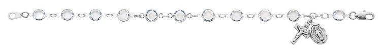 7 1/2" Crystal Rosary Bracelet with Sterling Silver Crucifix BR228