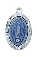 Sterling Silver Blue Baby Miraculous Medal on 13" Chain L1203BT