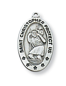 Sterling Silver St. Christopher Medal on 16-18" Chain L464
