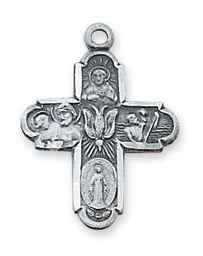 Sterling Silver Four-Way Medal on 18" Chain L2210S