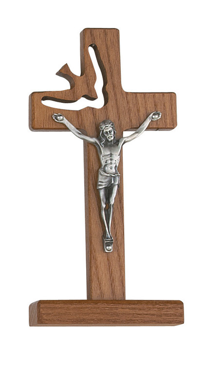 6" Walnut Standing Holy Spirit Crucifix 77-25