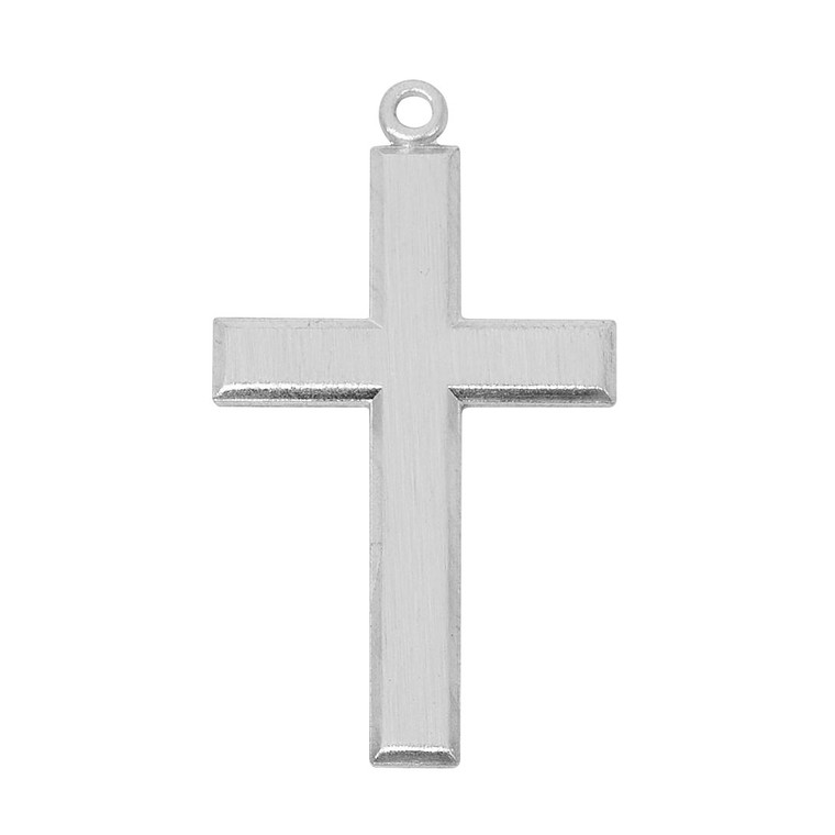 Sterling Silver Brushed Finish Cross on 24" Chain L9316