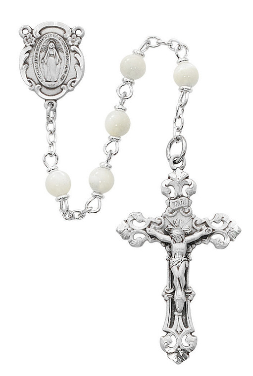 5mm Genuine Mother of Pearl Rosary 783DF