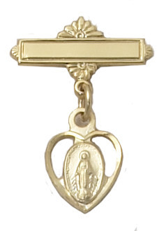 Gold over Sterling Silver Miraculous Medal Baby Pin 436JT