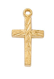 Gold over Sterling Silver Baby Cross on 13" Chain J8001BT