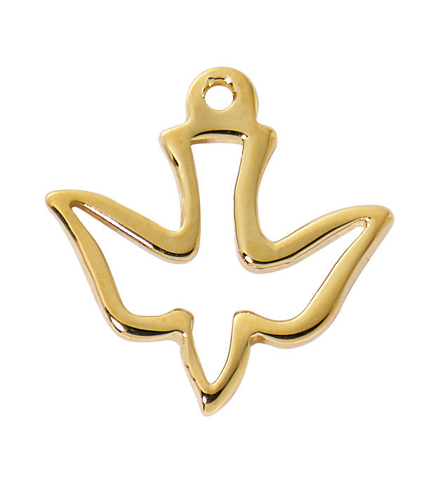 Gold over Sterling Silver Cut-Out Dove Holy Spirit Medal on 16-18" Chain J9276