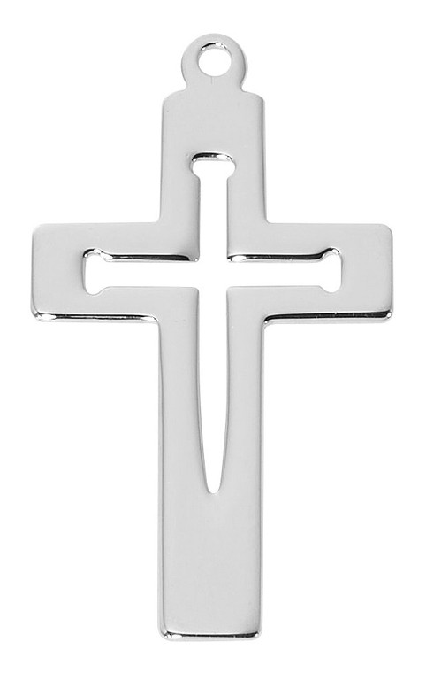 Sterling Silver Cut-Out Nail Cross on 24" Chain L9310