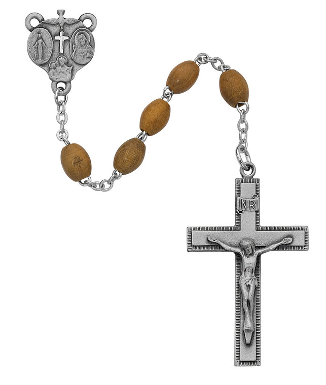 4x6mm Olive Wood Oval Bead Rosary 171DF