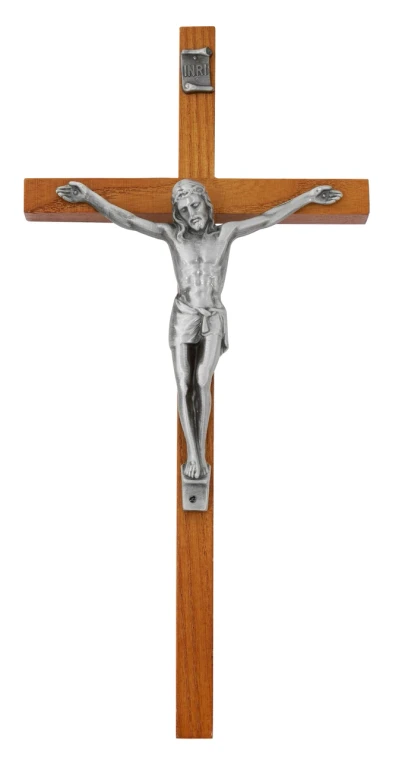 10" Walnut Wall Crucifix with Silver Corpus 81-39