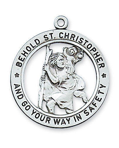 St. Christopher Sterling Silver Medal on 24" Chain L2514